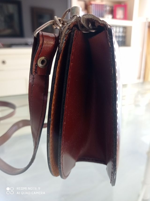 Bolso mini en cuero marron