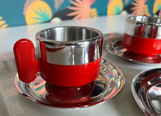 SET MORINOX 4 Tazzine caffè+Vassoio e piattini