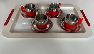 SET MORINOX 4 Tazzine caffè+Vassoio e piattini