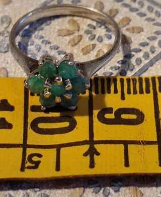 SORTIJA DE ESMERALDAS EN PLATA RODIADA