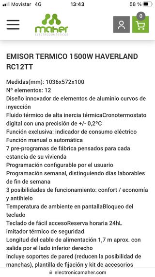RADIADOR BAJO CONSUMO HAVERLAND