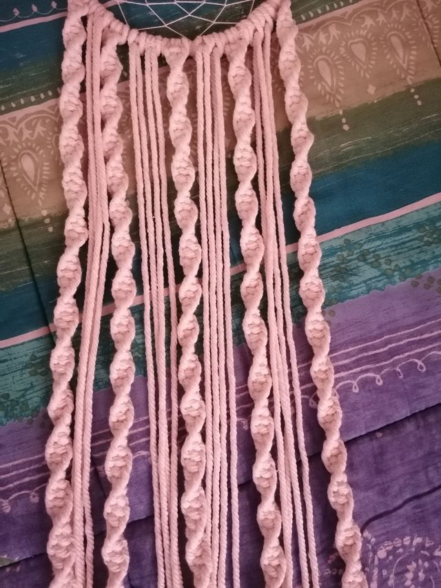 Acchiappasogni in stoffa bianco, handmade