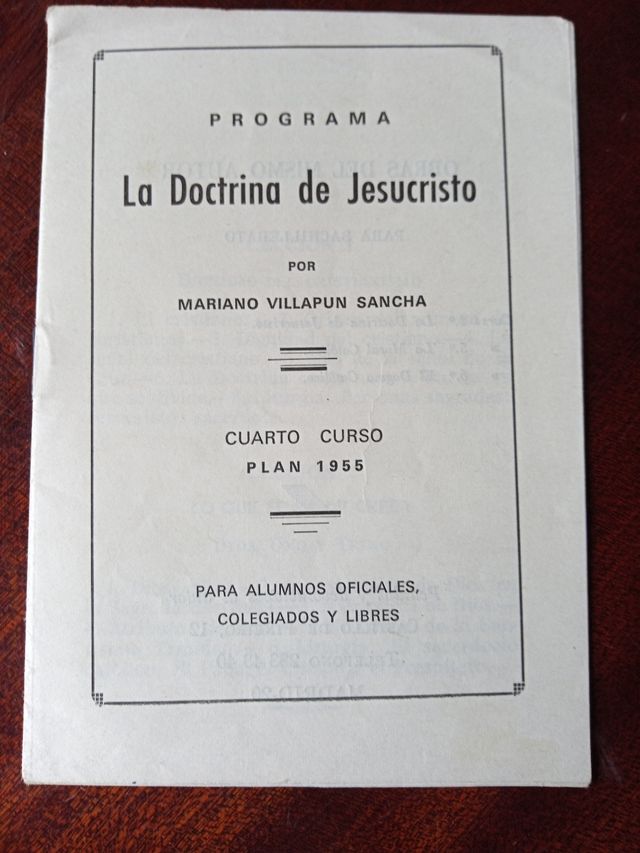 La doctrina de Jesucristo. Con programa. 4°. 1969