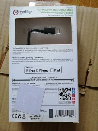 CARGADOR COCHE IPHONE 5-5S-5C-SE-6-6S-6 PLUS