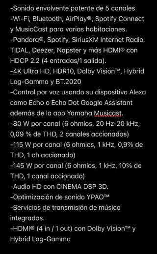 home cinema Yamaha Music Cast y altavoces