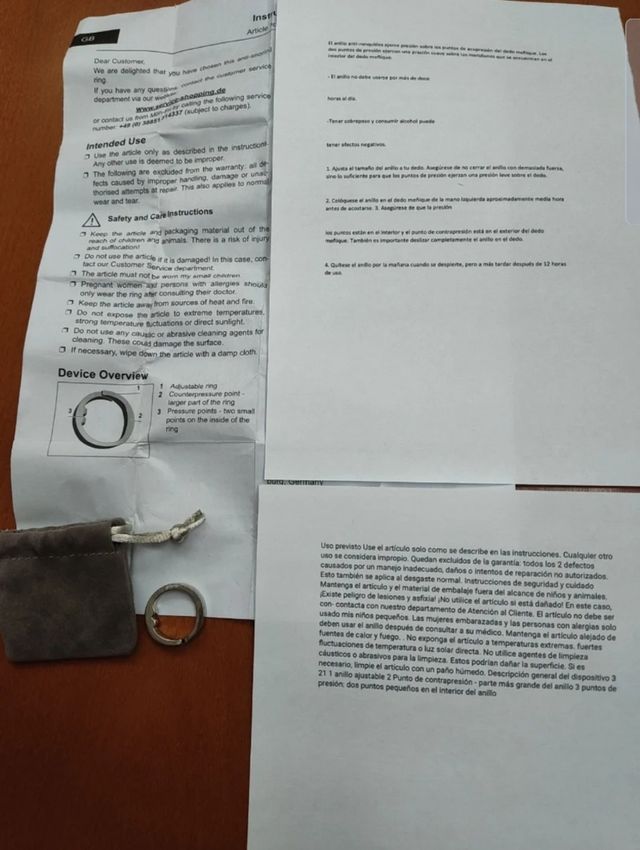 Anillo especial anti-ronquidos acero ino