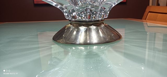 Centro de mesa cristal y plata