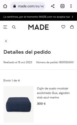 Cojin de suelo - puff azul rectangular grande MADE