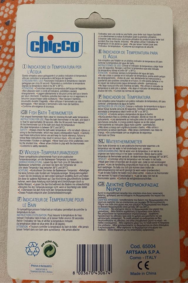 Indicatore di temperatura per l’acqua