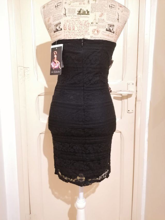 Vestido de encaje con cinturón lazo animal print