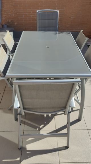 Mesa terraza con 4 sillas y 2 sillones