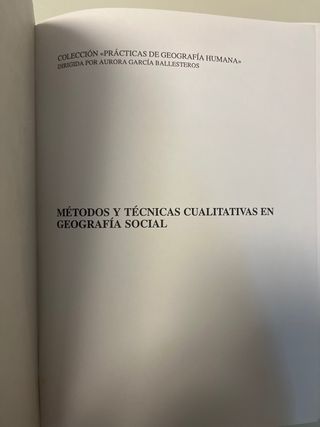 METODOS TECNICAS CUALITATIVAS EN GEOGRAFIA SOCIAL.