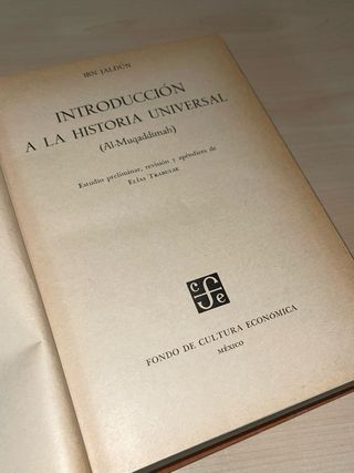 Libro “Introducción Historia Univ” (Al-Muqaddimah)