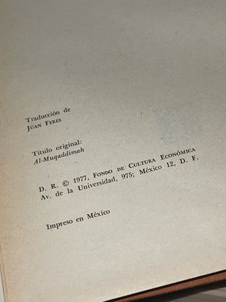 Libro “Introducción Historia Univ” (Al-Muqaddimah)