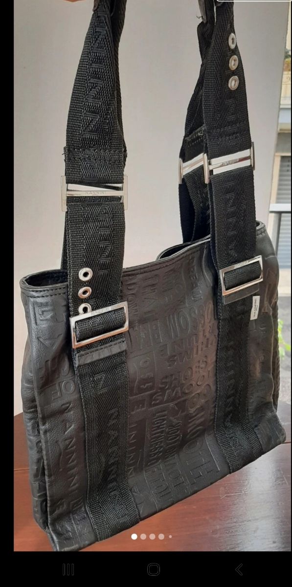 Borsa nera Nannini in vera pelle