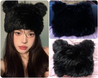 Gorro de pelo natural con orejitas.