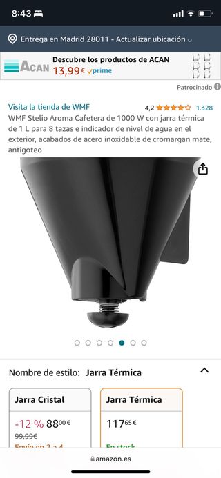 cafetera WMF stelio Aroma, nueva