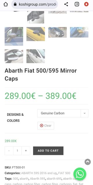 Abarth Alfa 4C Retrovisores Fibra de Carbono
