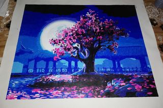 Dipinto fatto a mano, ciliegio in fiore