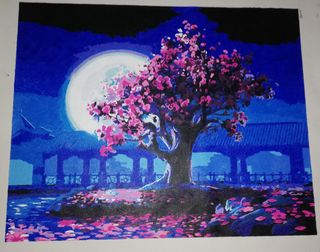 Dipinto fatto a mano, ciliegio in fiore