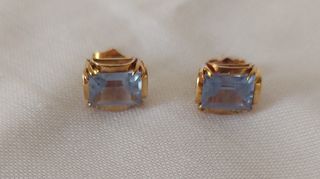 Pendientes agua marina y oro. N121