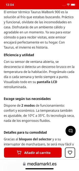 Emisor térmico - Taurus Malbork 900