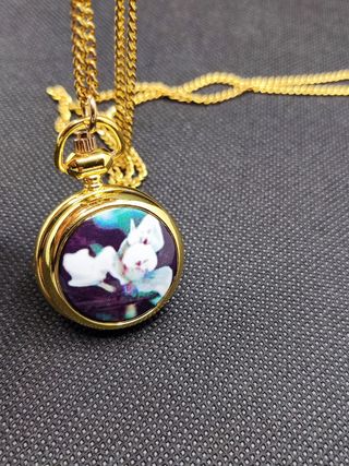 Reloj Colgante Para Mujer Estampado Floral Dorado