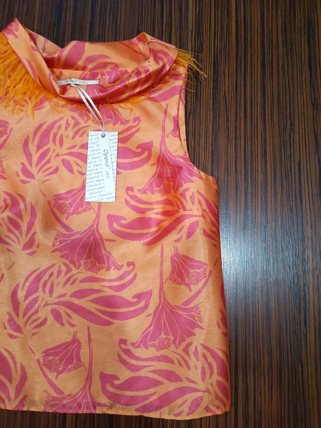 Blusa donna con piume 