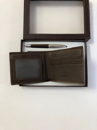 Portafoglio uomo in pelle marrone set