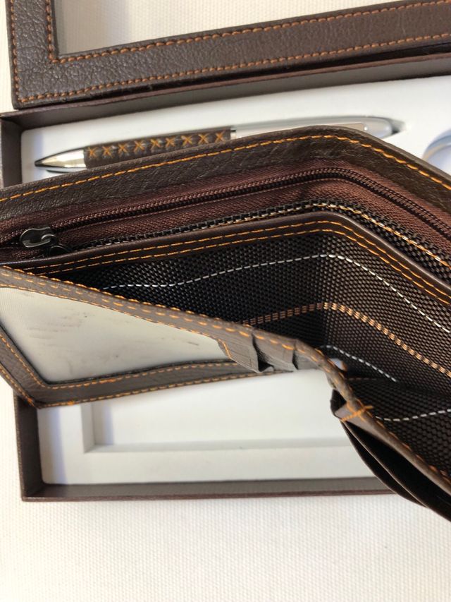 Portafoglio uomo in pelle marrone set