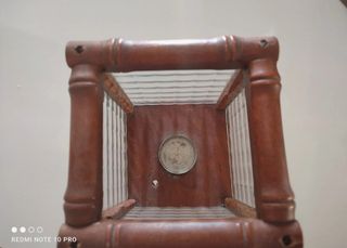 Portacandela etnico in legno e vetro