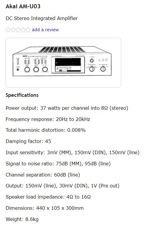 Amplificador HiFi Akai AM U03  - Revisado+Garantia