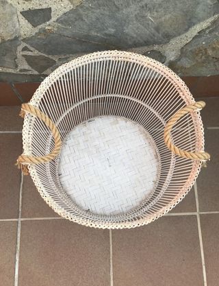 Cesta natural con asas de cuerda 42 x 39 cm Ø