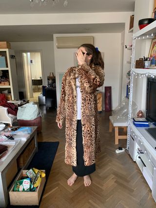 Abrigo de piel, print Leopardo, Pantera