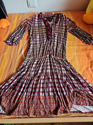 Vestido de cuadros de mango talla m