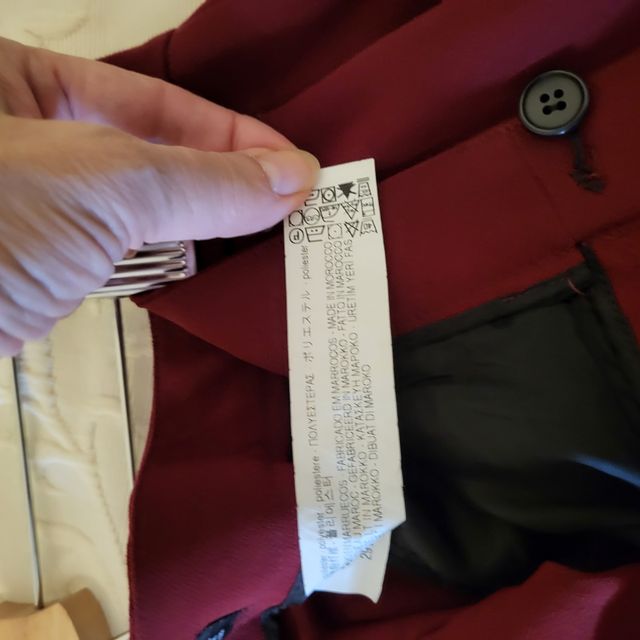ZARA Pantalon recto rojo oscuro XL