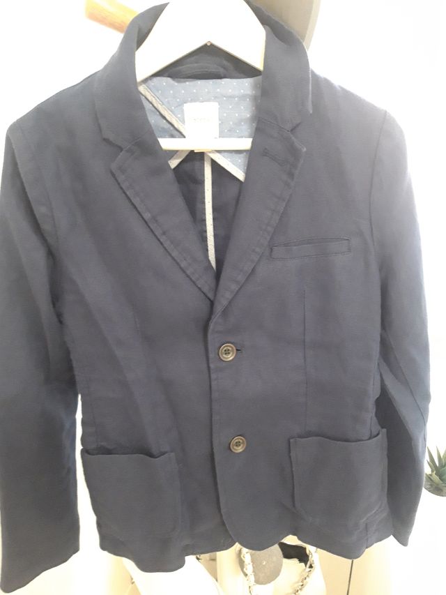 Américana niño lino azul