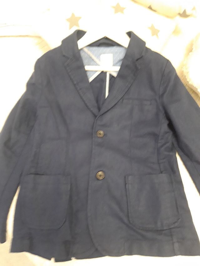 Américana niño lino azul