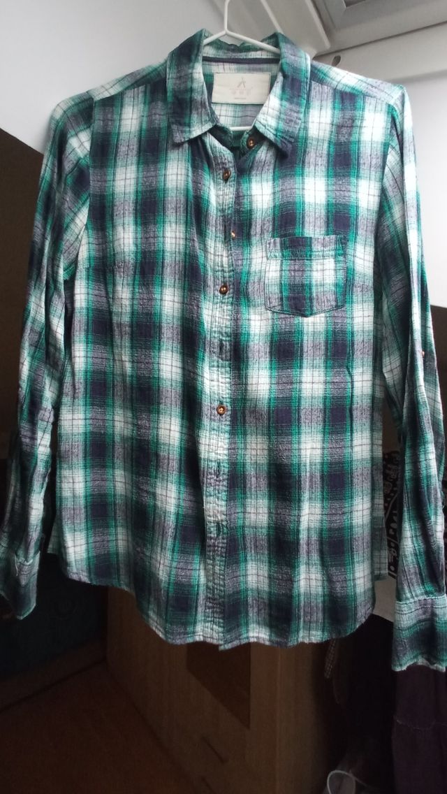 Camisa cuadros tonos verdes