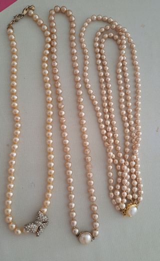 Lote de 3 collares - gargantillas de perlas