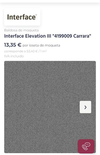 Baldosa Moqueta 50x50, precio por m².