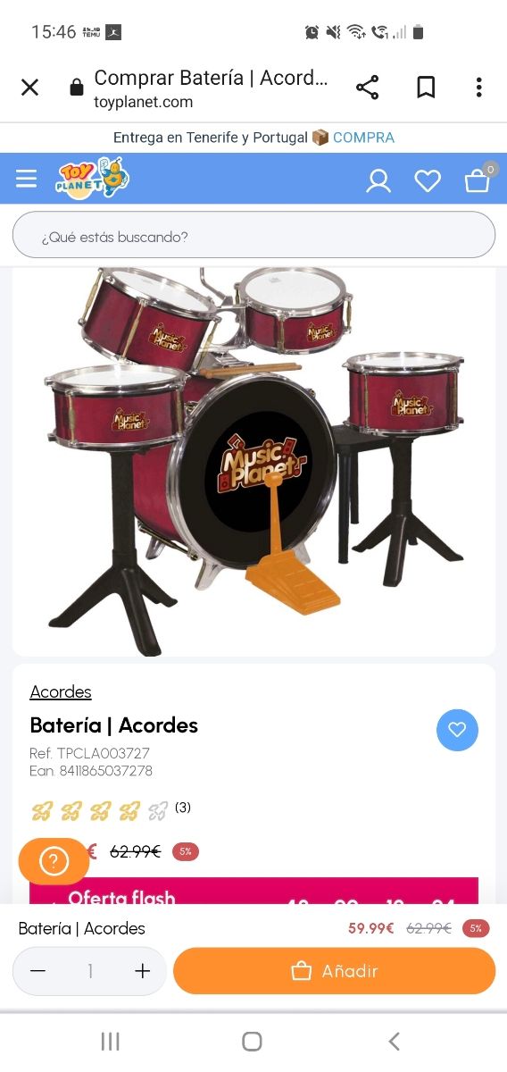 Batería música juguete tambores