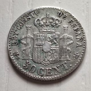 C18 Moneda 50 centimos Alfonso XII 1885 8-6 MBC