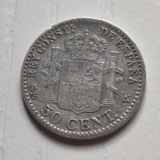 C19 Moneda 50 centimos Alfonso XIII 1904 0-4 MBC