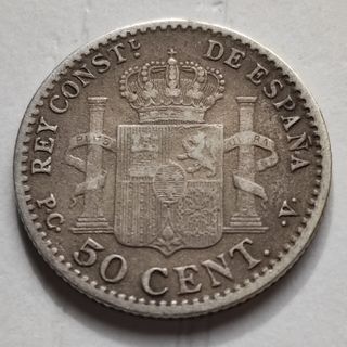 C33 Moneda 50 centimos Alfonso XIII 1910-1-0 MBC