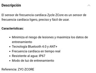 Zycle ZCore NUEVO Sensor frecuencia cardiaca
