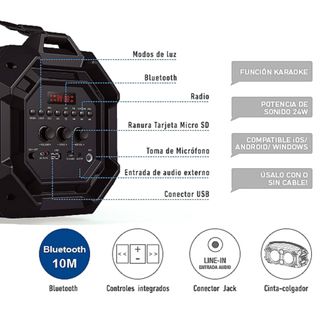 ALTAVOZ PORTÁTIL CON BATERÍA Y BLUETOOTH NUEVO.