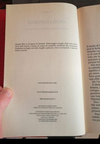 Libro Angeli e Demoni di Dan Brown 