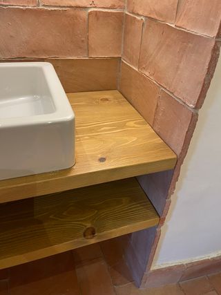 Estantes de lavabo de madera maciza