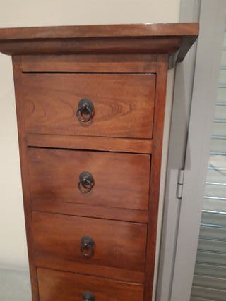 CAJONERA COLONIAL DE MADERA DE TEKA 9 CAJONES